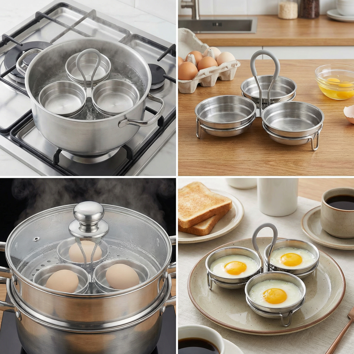 🥚𝑺𝒕𝒂𝒊𝒏𝒍𝒆𝒔𝒔 𝑺𝒕𝒆𝒆𝒍 3-𝑪𝒖𝒑 𝑬𝒈𝒈 𝑷𝒐𝒂𝒄𝒉𝒆𝒓 – 𝑵𝒐𝒏𝒔𝒕𝒊𝒄𝒌 𝑬𝒈𝒈 𝑷𝒐𝒂𝒄𝒉𝒊𝒏𝒈 𝑺𝒆𝒕 𝒇𝒐𝒓 𝑷𝒆𝒓𝒇𝒆𝒄𝒕 𝑩𝒐𝒊𝒍𝒆𝒅 𝑬𝒈𝒈𝒔